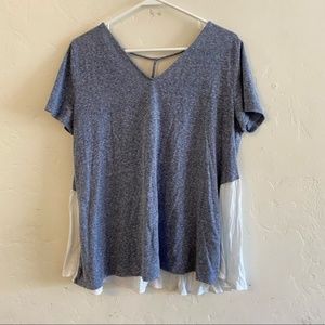 Colette Blue & White Mixed Media Tee Shirt Extra Large